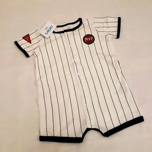 Carters Baby Bodysuit Romper Shorts Baseball White Blue Baby Infant Boys 9M